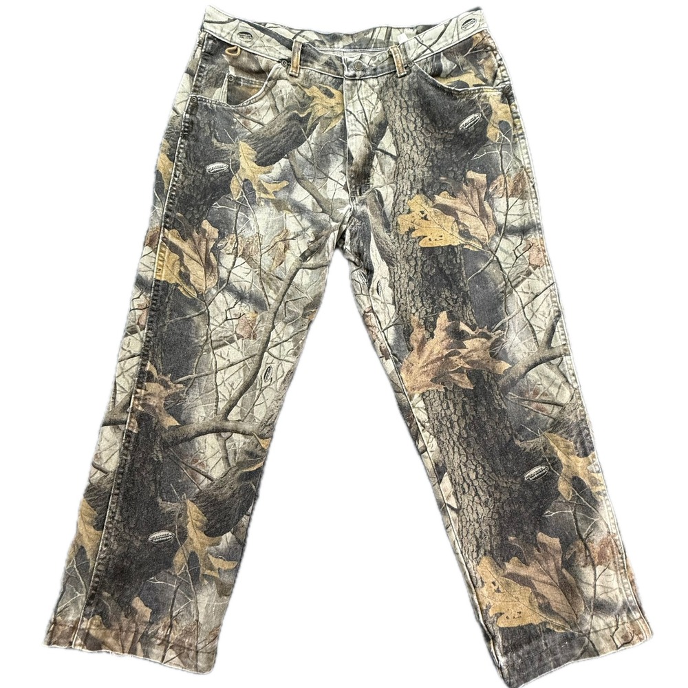 Wrangler Realtree Hardwoods Camo Pants Mens 38x34 Brown Green Hunting Workwear